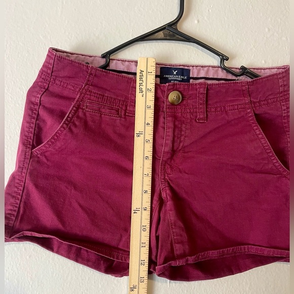 American Eagle Midi Stretch Shorts Women’s Size 2 Maroon Chino  Y2K streetware - Picture 5 of 8